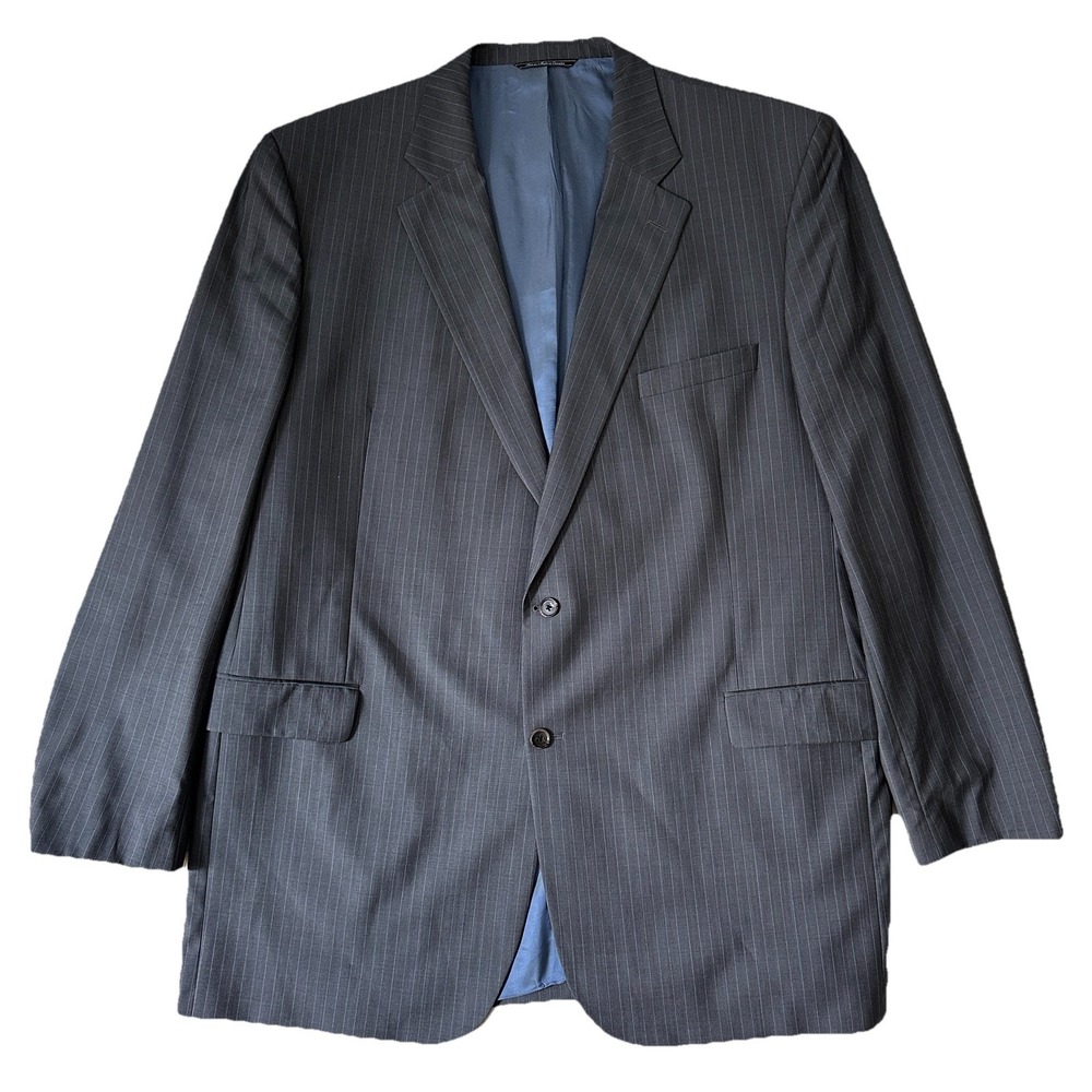 Jack Victor Classic‎ Blazer Sport Coat Mens 52 XL Pinstripe Gray Wool Super 120s